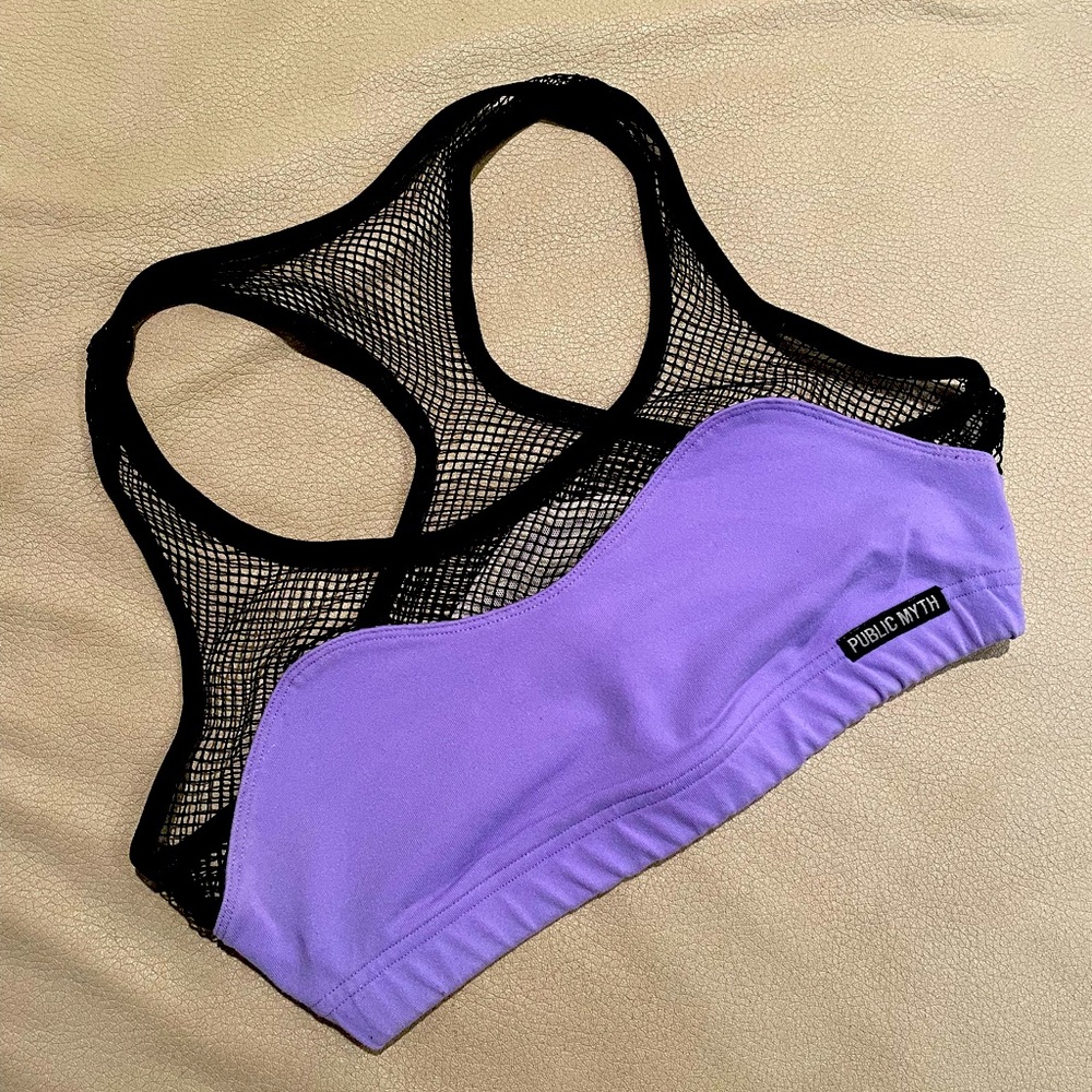 Public Myth mesh and purple sports bra